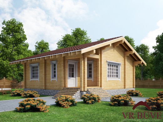 Koka vasarnīcas Dzīvojamā māja projekts D60 — 60 m²